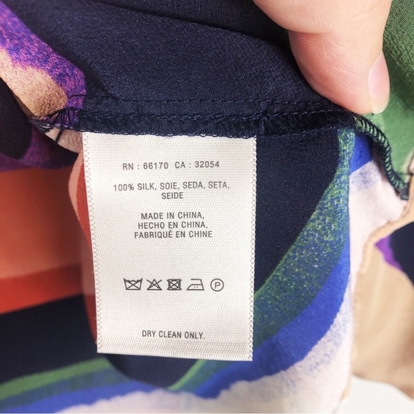 Maeve Anthropologie Balloon Sleeve Silk Crop Top | Multicolor | Size Small - Picture 5 of 7